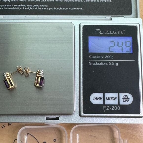 14K Yellow Gold Amethyst Diamond Earrings Studs Oval Pierced New Classic 90s - Picture 5 of 8